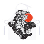 Japanese White Tiger Tattoo Print Adjustable Apron