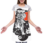 Japanese White Tiger Tattoo Print Adjustable Apron