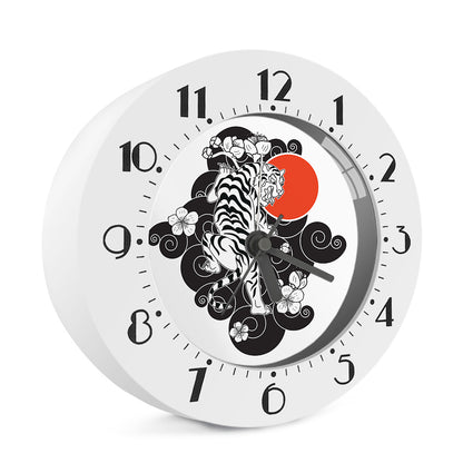 Japanese White Tiger Tattoo Print Alarm Clock