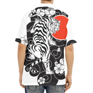 Japanese White Tiger Tattoo Print Aloha Shirt