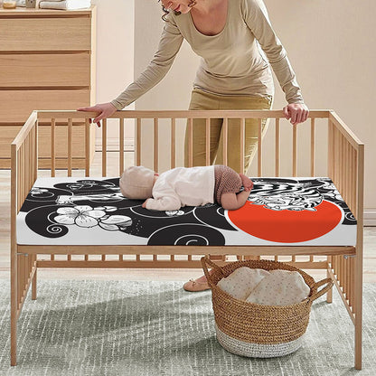 Japanese White Tiger Tattoo Print Baby Crib Sheet