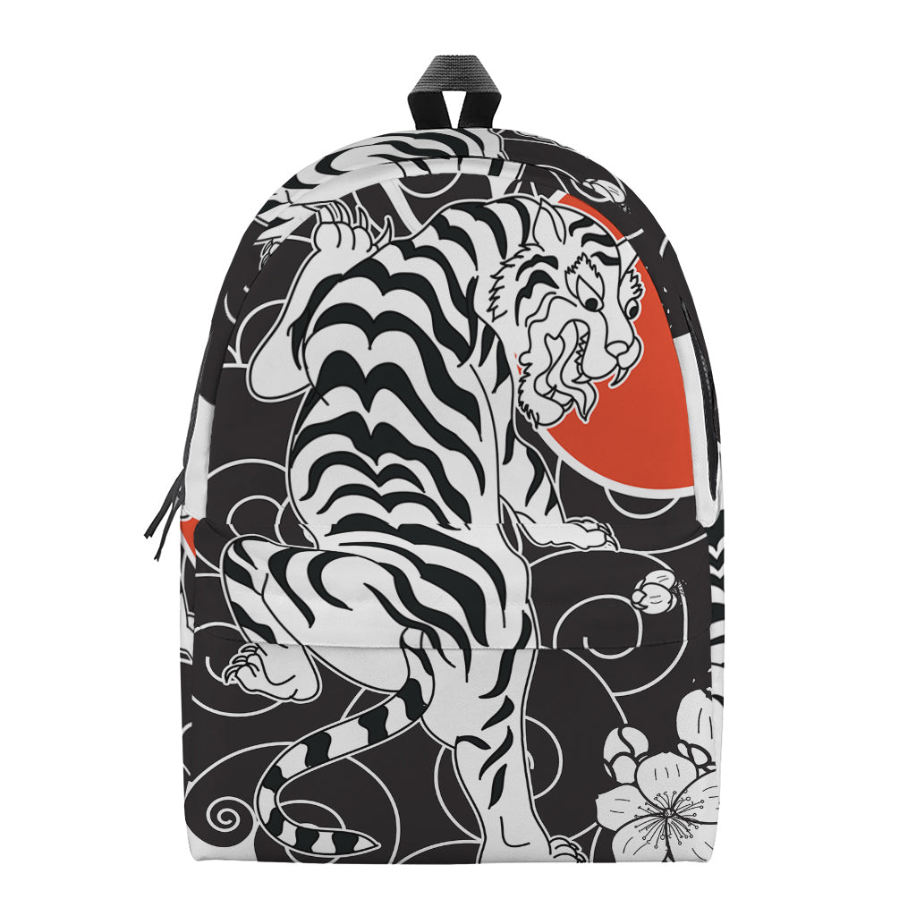 Japanese White Tiger Tattoo Print Backpack