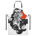 Japanese White Tiger Tattoo Print Bib Apron With Pocket