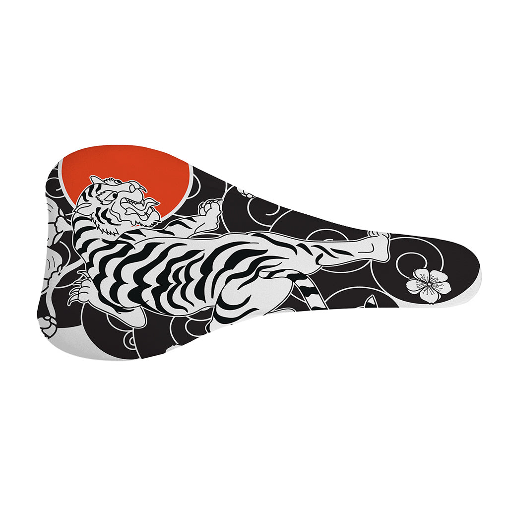 Japanese White Tiger Tattoo Print Bicycle Seat Cover