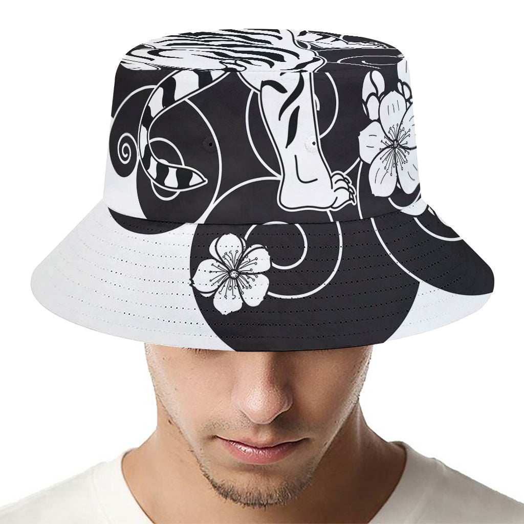 Japanese White Tiger Tattoo Print Bucket Hat