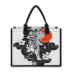 Japanese White Tiger Tattoo Print Canvas Tote Bag