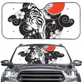 Japanese White Tiger Tattoo Print Car Windshield Sun Shade