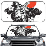 Japanese White Tiger Tattoo Print Car Windshield Sun Shade