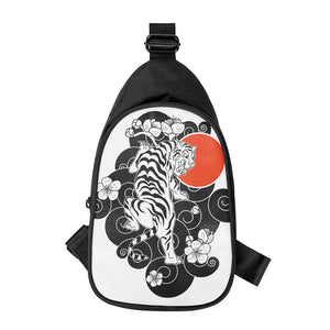 Japanese White Tiger Tattoo Print Chest Bag