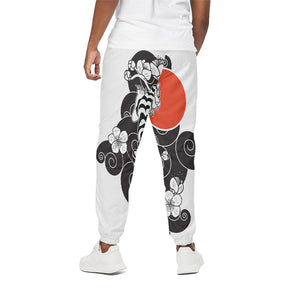 Japanese White Tiger Tattoo Print Cotton Pants