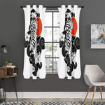 Japanese White Tiger Tattoo Print Curtain