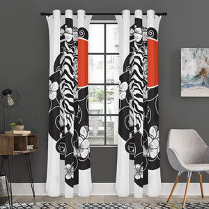 Japanese White Tiger Tattoo Print Curtain