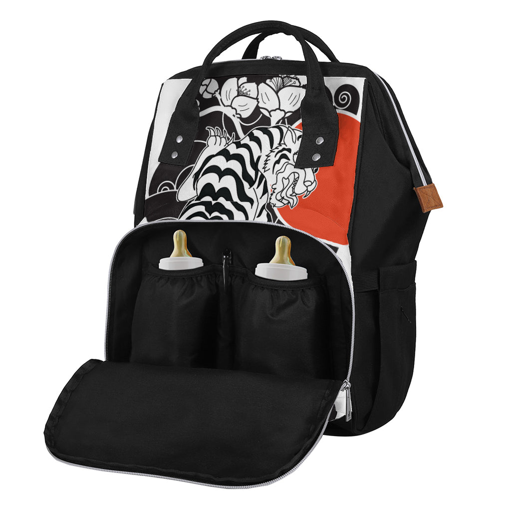 Japanese White Tiger Tattoo Print Diaper Bag