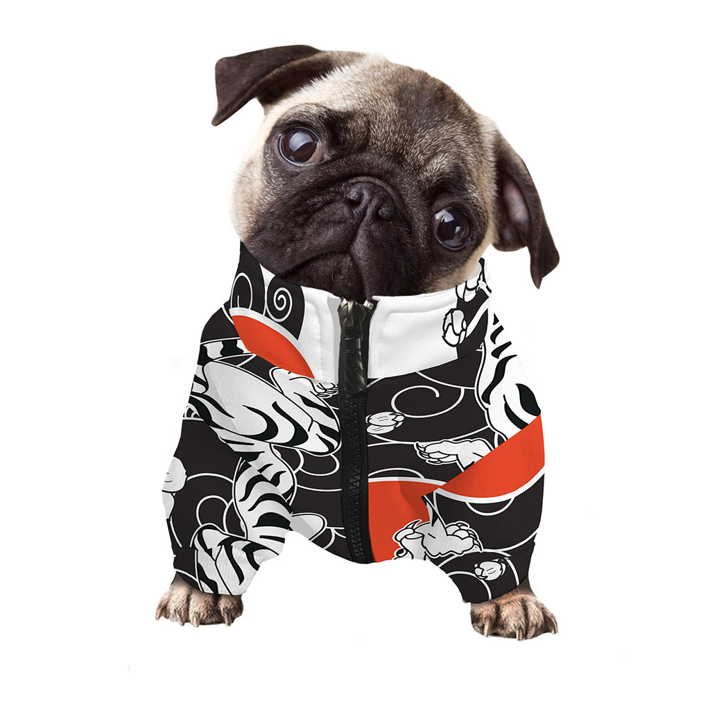 Japanese White Tiger Tattoo Print Dog Zip Up Jacket