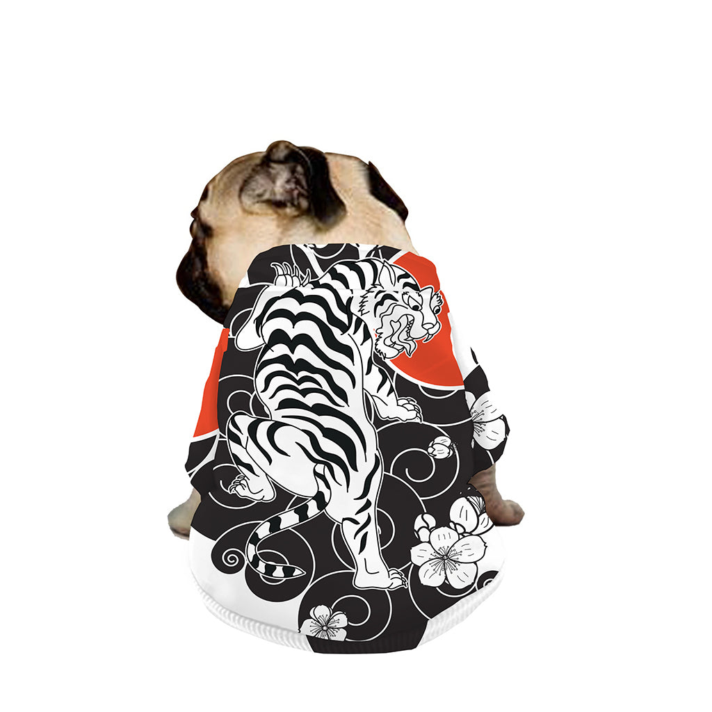 Japanese White Tiger Tattoo Print Dog Zip Up Jacket