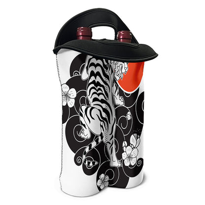 Japanese White Tiger Tattoo Print Double Neoprene Wine Tote
