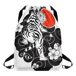 Japanese White Tiger Tattoo Print Drawstring Backpack