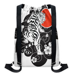 Japanese White Tiger Tattoo Print Drawstring Backpack