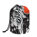 Japanese White Tiger Tattoo Print Drawstring Makeup Bag