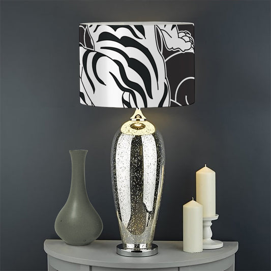 Japanese White Tiger Tattoo Print Drum Lamp Shade
