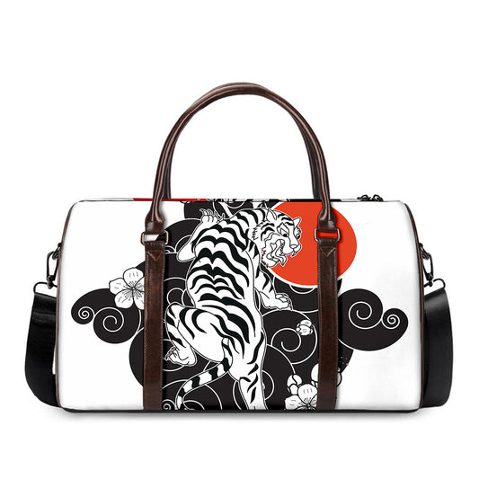 Japanese White Tiger Tattoo Print Duffle Bag