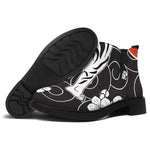 Japanese White Tiger Tattoo Print Flat Ankle Boots