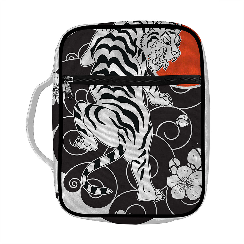 Japanese White Tiger Tattoo Print Front Pocket Bible Bag