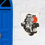 Japanese White Tiger Tattoo Print Garden Flag
