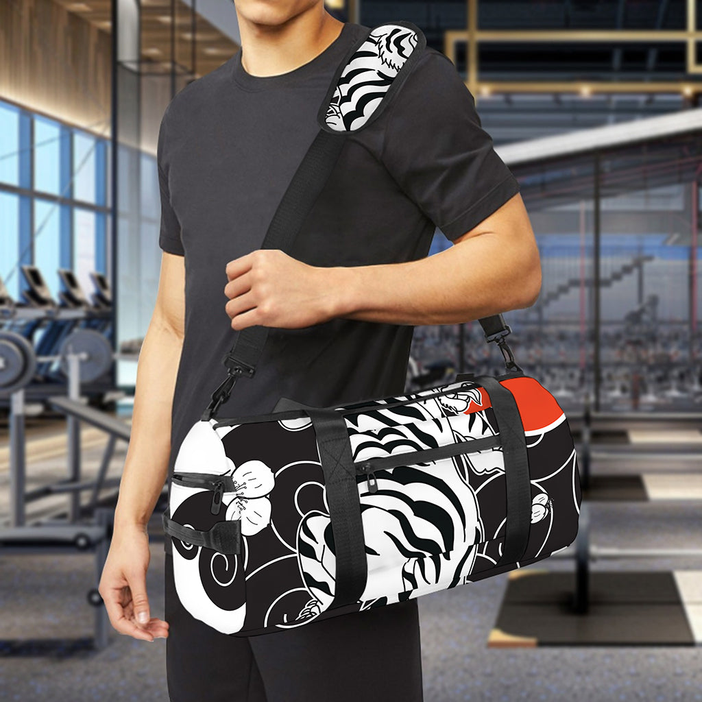 Japanese White Tiger Tattoo Print Gym Bag