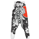 Japanese White Tiger Tattoo Print Hammer Pants