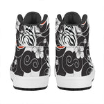 Japanese White Tiger Tattoo Print High Top Leather Sneakers