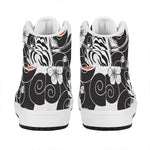 Japanese White Tiger Tattoo Print High Top Leather Sneakers