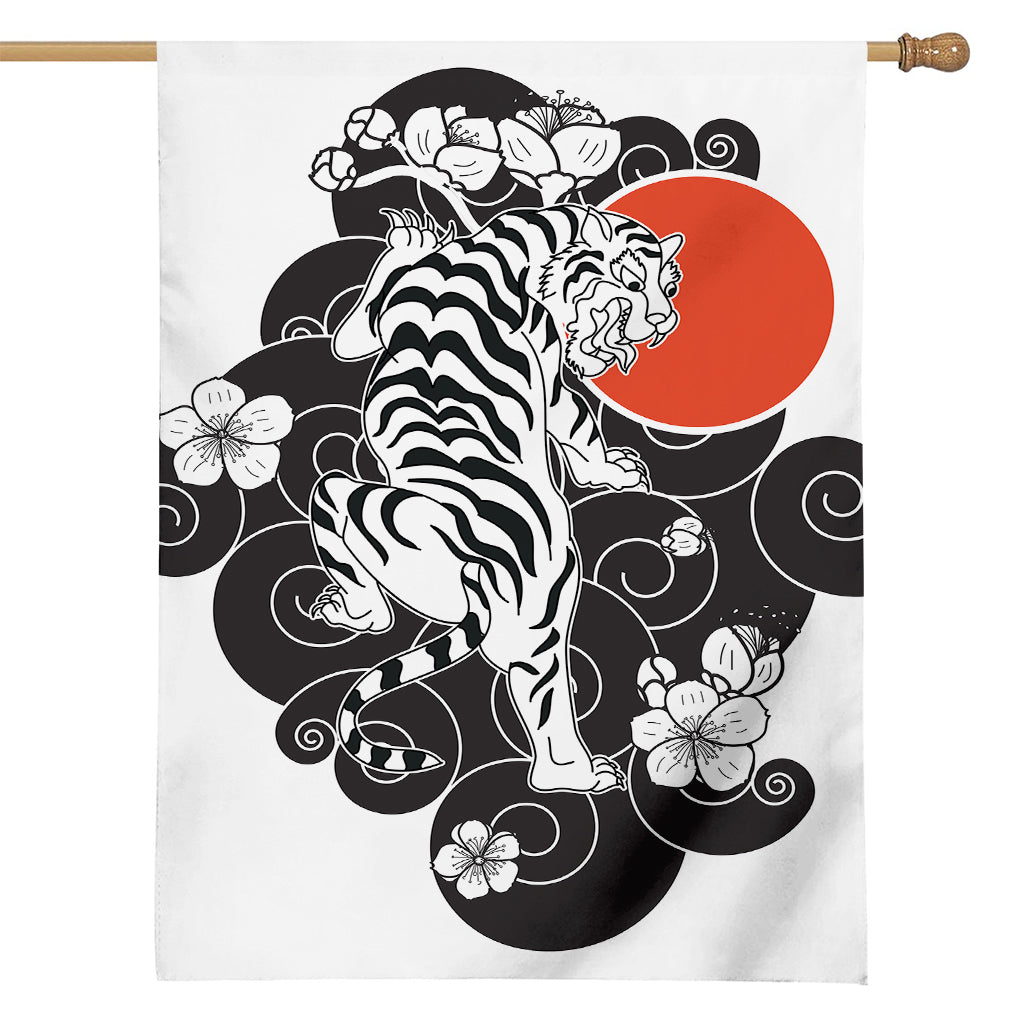 Japanese White Tiger Tattoo Print House Flag