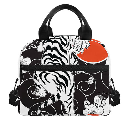 Japanese White Tiger Tattoo Print Insulated Lunch Bag