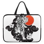 Japanese White Tiger Tattoo Print Laptop Sleeve With Handle