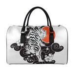 Japanese White Tiger Tattoo Print Leather Duffle Bag