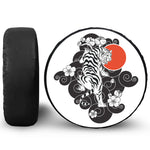 Japanese White Tiger Tattoo Print Leather Spare Tire Cover