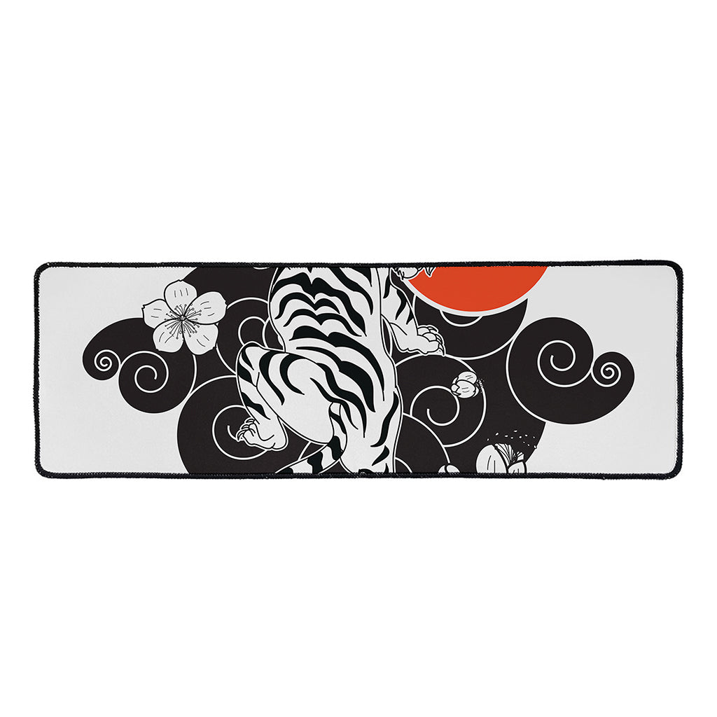 Japanese White Tiger Tattoo Print Long Kitchen Mat