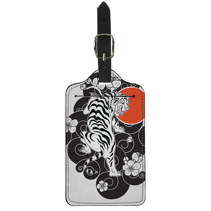 Japanese White Tiger Tattoo Print Luggage Tag