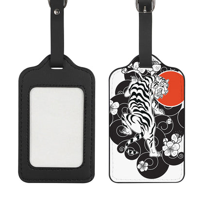 Japanese White Tiger Tattoo Print Luggage Tag
