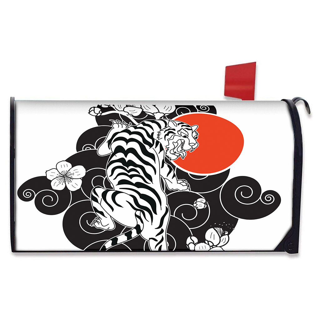 Japanese White Tiger Tattoo Print Mailbox Cover
