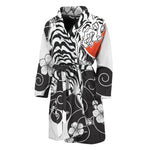 Japanese White Tiger Tattoo Print Men's Bathrobe