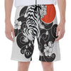 Japanese White Tiger Tattoo Print Men's Beach Shorts