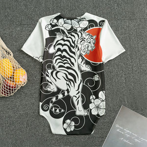 Japanese White Tiger Tattoo Print Men's Bodysuit