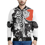 Japanese White Tiger Tattoo Print Men's Bomber Jacket