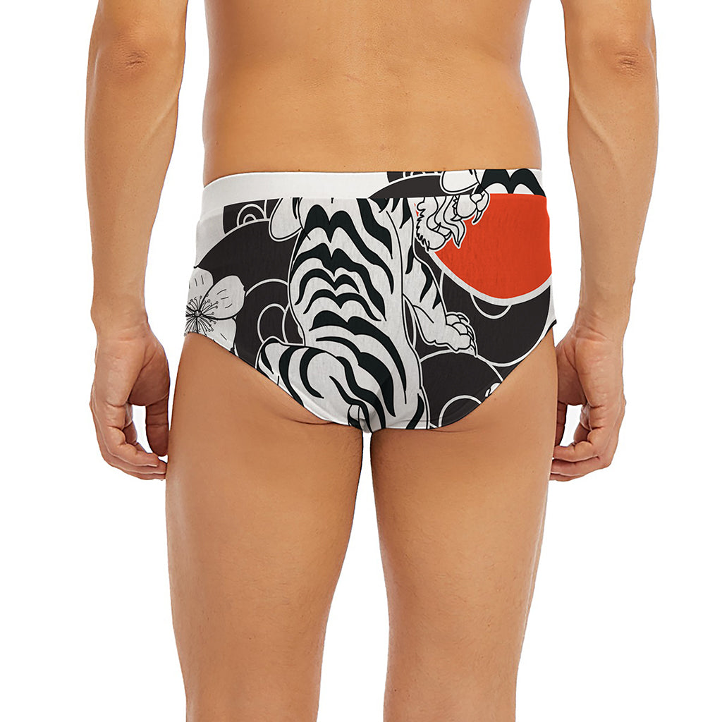 Japanese White Tiger Tattoo Print Men's Briefs