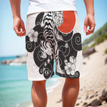 Japanese White Tiger Tattoo Print Men's Cargo Shorts