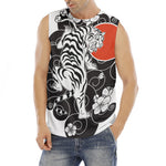 Japanese White Tiger Tattoo Print Men's Fitness Tank Top