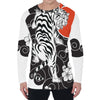 Japanese White Tiger Tattoo Print Men's Long Sleeve T-Shirt