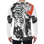 Japanese White Tiger Tattoo Print Men's Long Sleeve T-Shirt